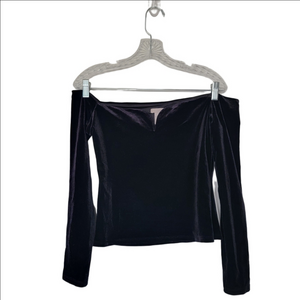 H&M Elegant Black Velvet Off-Shoulder Top Size Medium